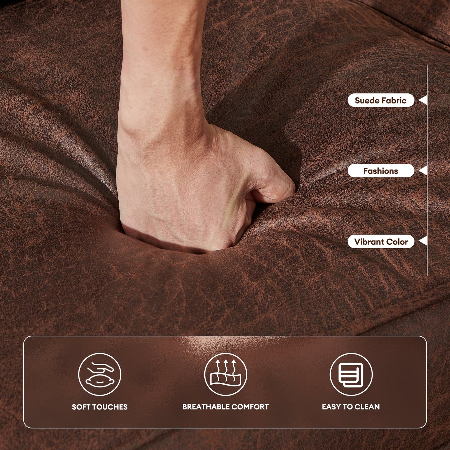 POUUIN 82 Inch Sofa Couch With Extra Deep Seats,Hot Stamping Fabric Classic Modern Sofa,3 Seat Sofa For Living Room,Dorm,Office,Apartment