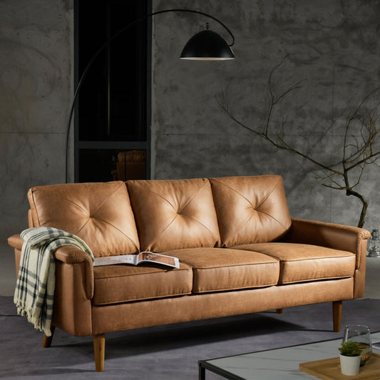POUUIN 72"Hot Stamping,Mid Century Living Room Sofa, Pit Stripe Fabric, Cat-Scratch-Proof And Easy To Install Sofa For Different House Types