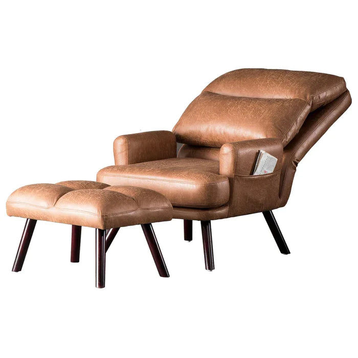 POUUIN Living Room Accent Chair with Ottoman, multi angle adjustment