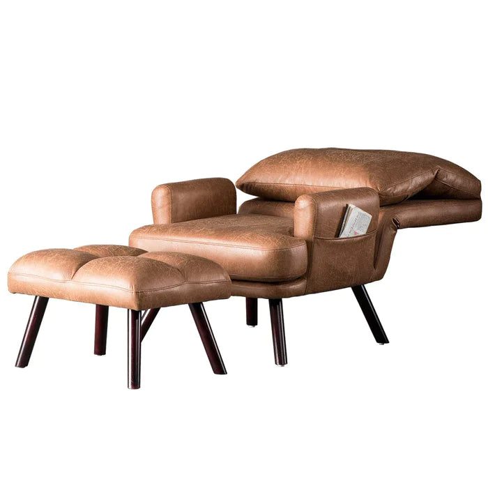 POUUIN Living Room Accent Chair with Ottoman, multi angle adjustment